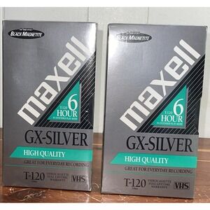 Lot of‎ 2 Maxwell GX-Silver High Quality T-120 6 Hour VHS Tapes